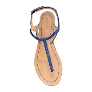 Sandalo in cuoio con perline blu